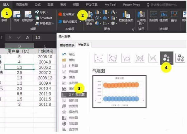 Excel表格制作單軸氣泡圖教程