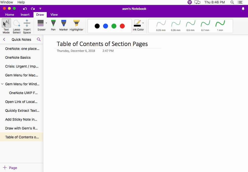 ʹ䌚ˆ΁o OneNote for Mac ǰօ^бĿ䛴V