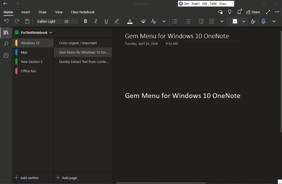 ʹ䌚ˆ Gem Menuṩ漉eĘӛ׌ OneNote бгFӛ