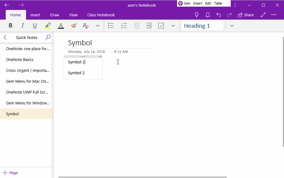 ʹ䌚ˆ Gem Menu for OneNote UWP IPϛ]еķ̖ OneNote for Windows 10 