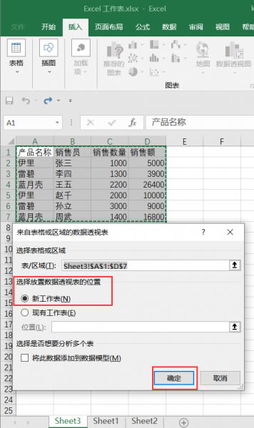 選擇好要創(chuàng)建數(shù)據(jù)透視表的列表區(qū)域