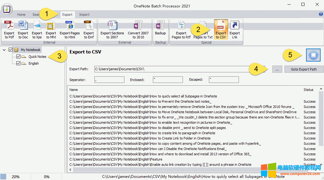 ʹ̎(do) OneNote Pӛһ CSV ļ