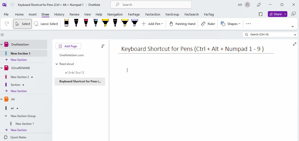 ʹ OneNote Gem – Favorites ṩĿIГQ OneNote 2021 еͮP