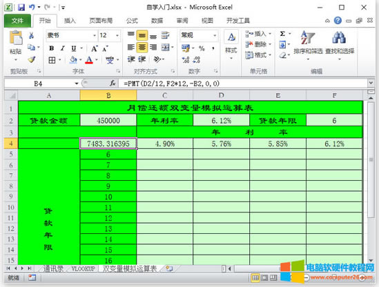 Excel模擬運算表(Excel工作表中使用模擬運算表的方法)本站