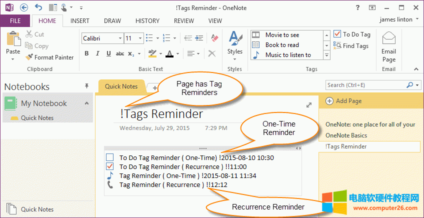 OneNote 標(biāo)記提醒