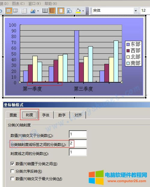Word 2016 分類軸刻度線