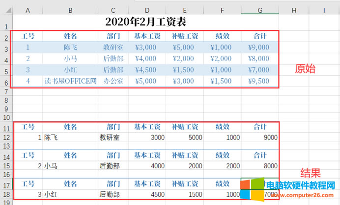 EXCEL的VLOOKUP與COLUMN函數(shù)結(jié)合完成工資條實例